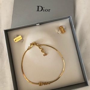 Dior Choker Necklace and Clip On Earring Set
